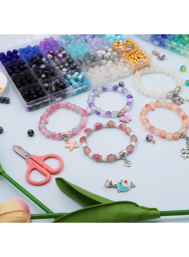 Capstro Crack Glass Beads Kit – 8mm 48 Grid Color Box (1190 Pcs) | Premium Crackle Beads for DIY Bracelet & Jewelry Making | Multicolor Glass Beads Craft Set for Kids, Teens & Adults - Image 4